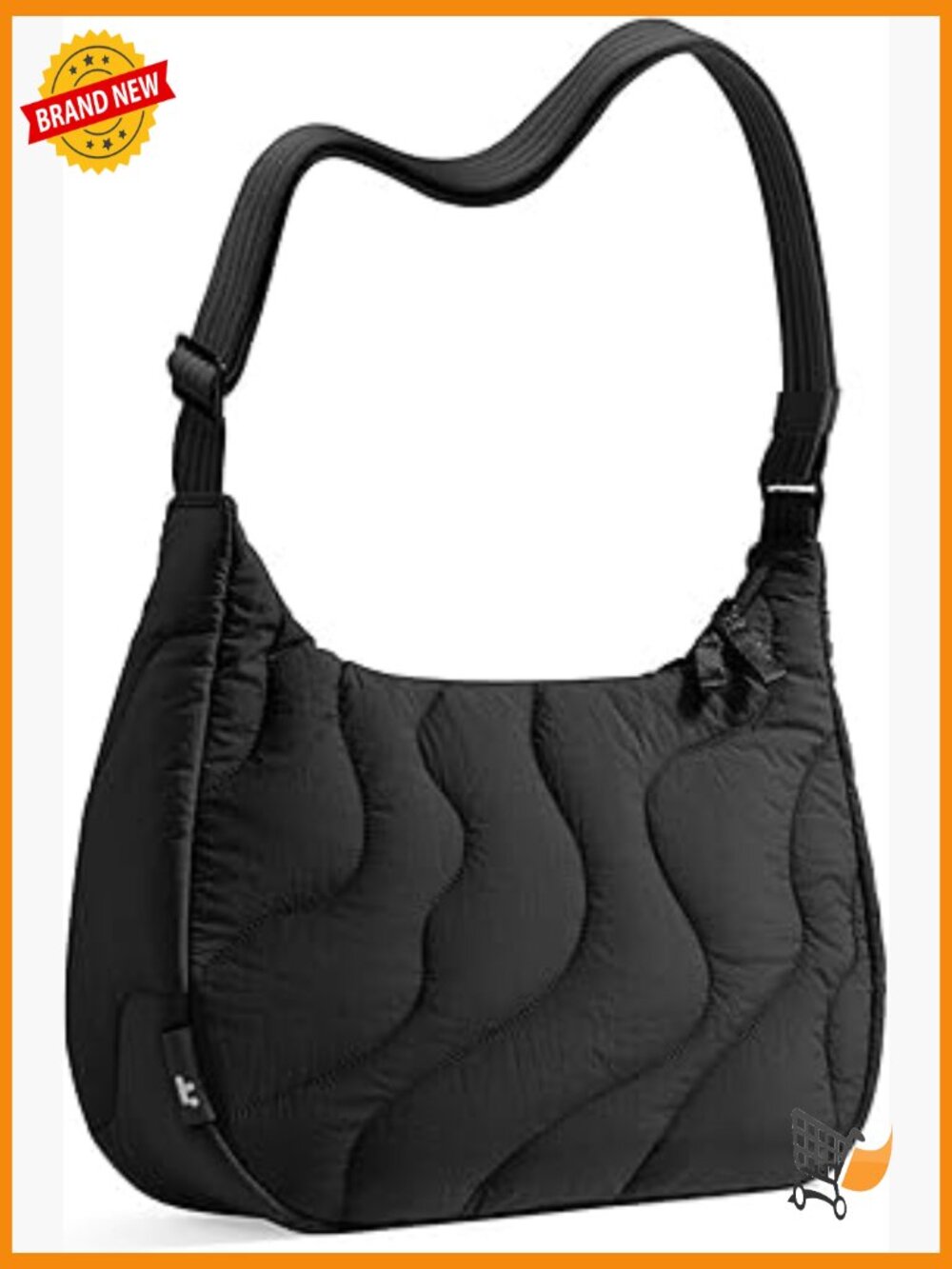 Nylon Quilted Crossbody Bag, Puffy Travel Hobo Handbag with Multiple Pockets